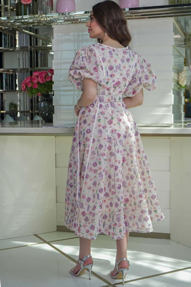 Floral print midi dress المقاس:(M - 38)