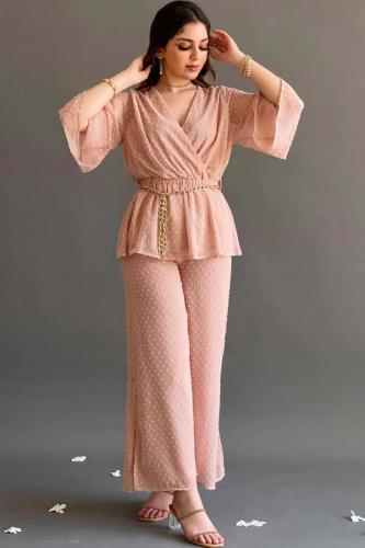 2-piece set with a pink chain belt المقاس:(L)