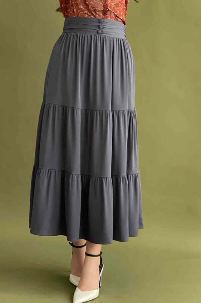 Plain pleated skirt المقاس:(L)