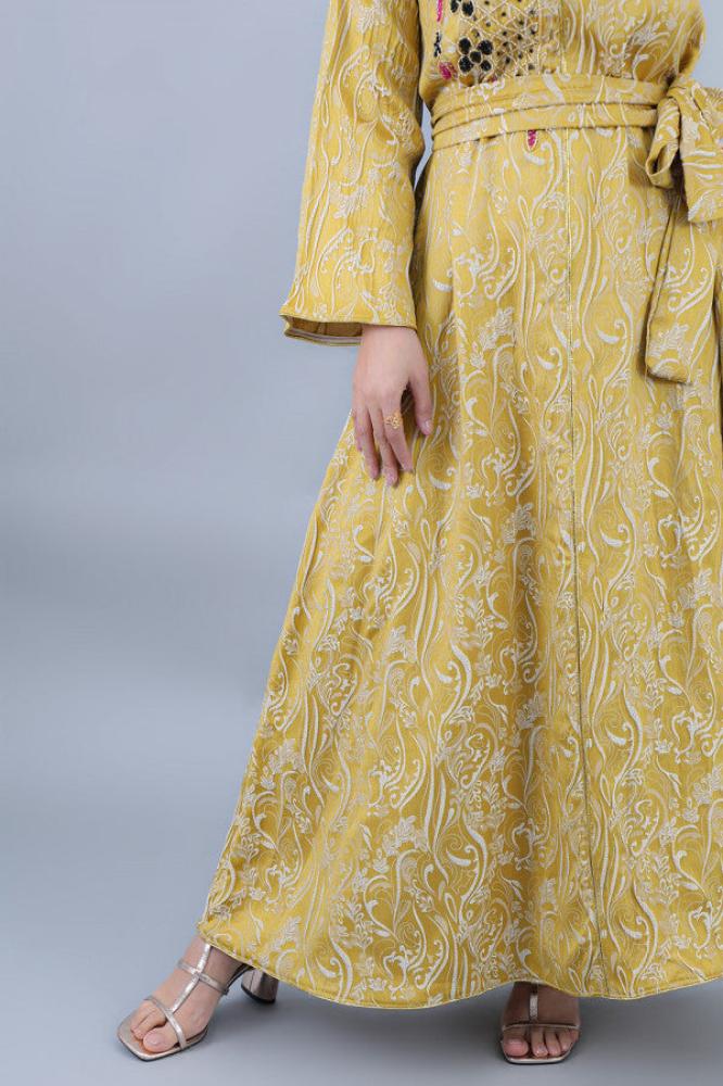 Embroidered jacquard jalabiya المقاس:(L)