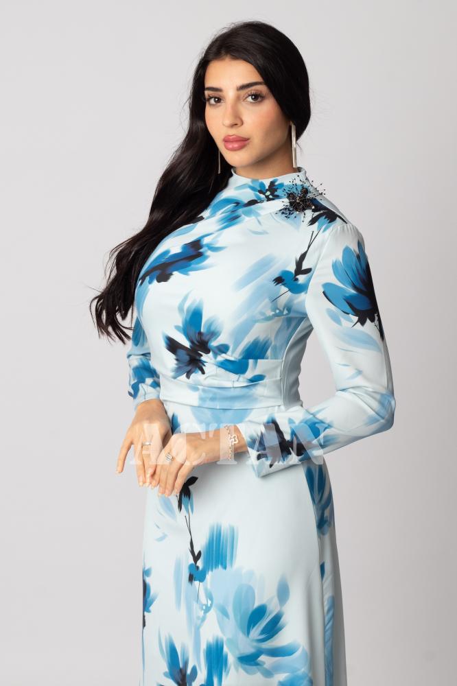 Floral print crepe midi dress المقاس:(M - 38)
