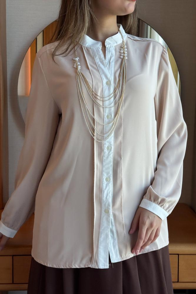 قميص ناعم بسلسال لون بيج مقاس:(XL - 42)