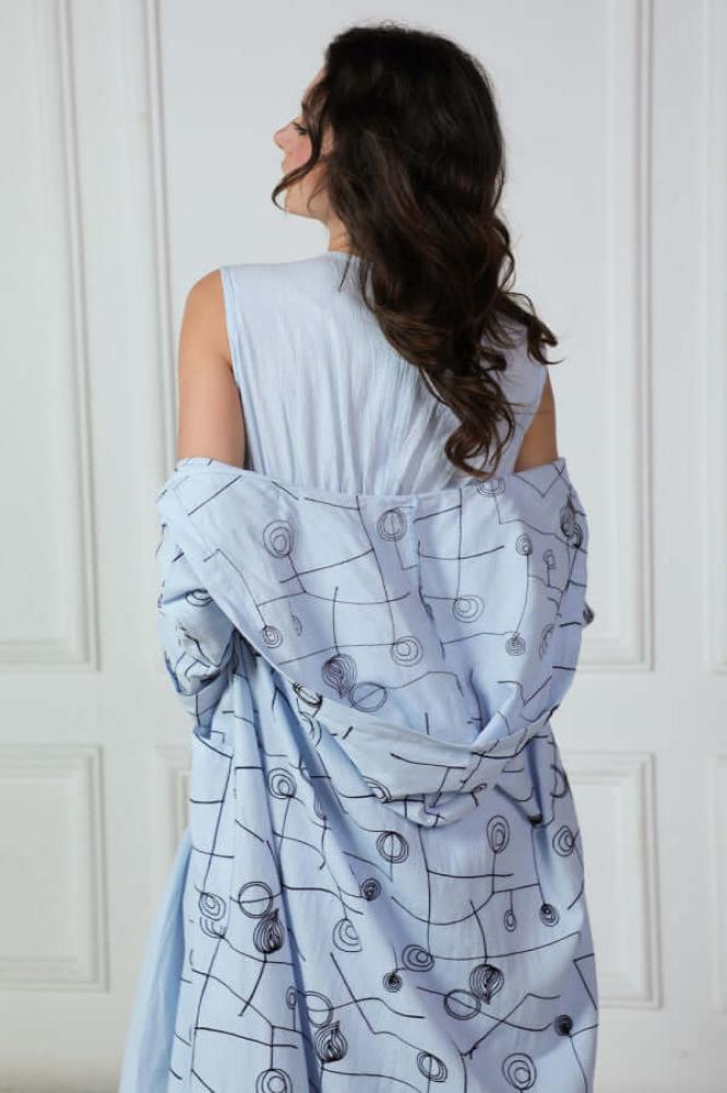 Sky Blue Hooded Dress and Waist Dress Set المقاس:(XL)