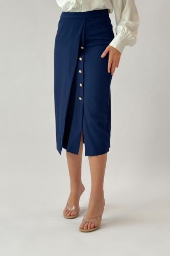 Bazarir Lulu midi skirt, navy blue المقاس:(L)