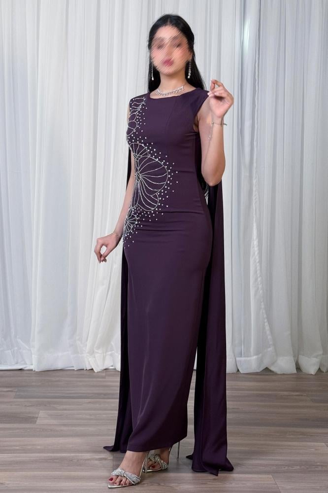 Maxi dress with shoulder scarf المقاس:(M - 38)