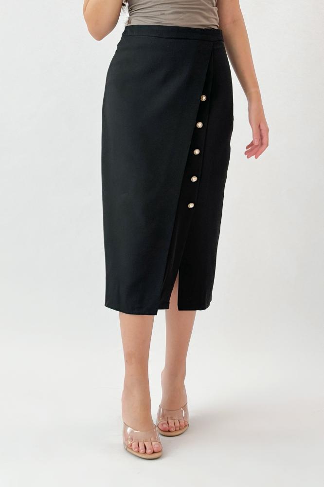 Bazarir Lulu midi skirt, black المقاس:(L)