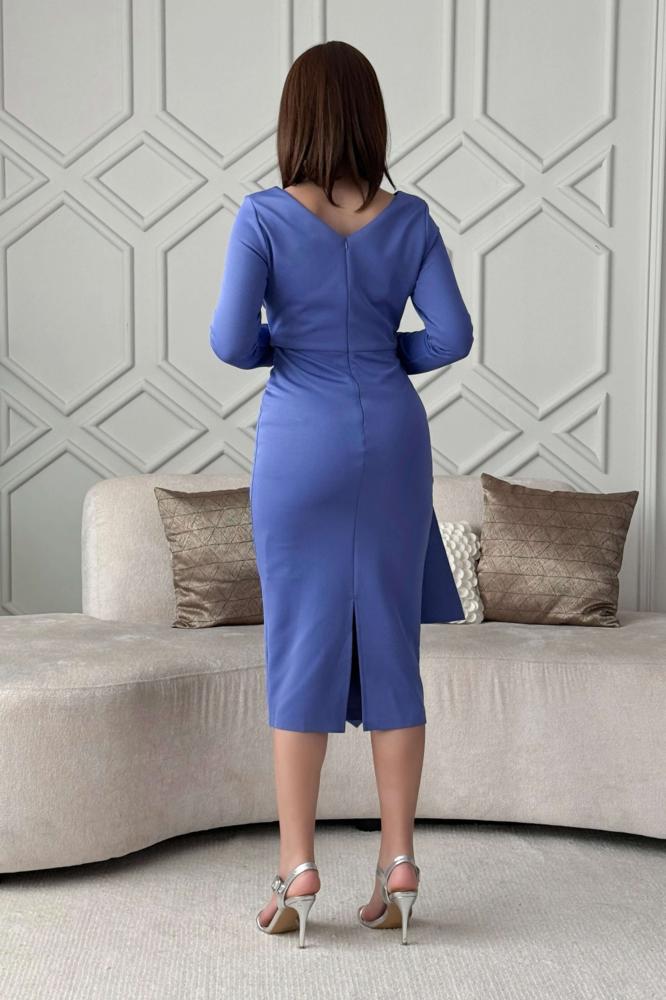 Light purple draped sequin midi dress المقاس:(S - 36)