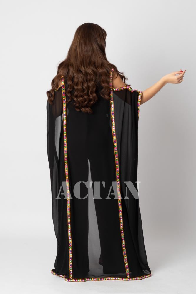 chiffon jumpsuit with fringe المقاس:(L)