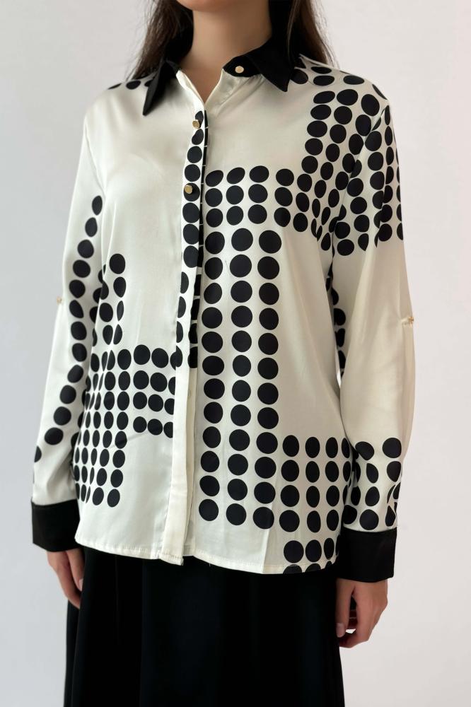 Polka Dot Turn-Down Collar Shirt المقاس:(S- 36)