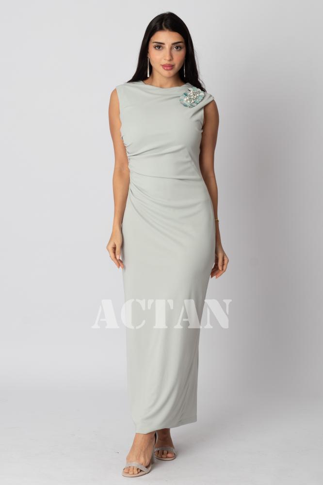 Brooch-embellished bodycon maxi dress المقاس:(L - 40)