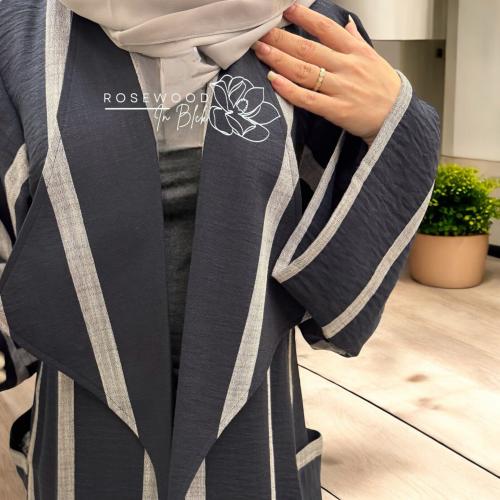 عباية كتان مقلم