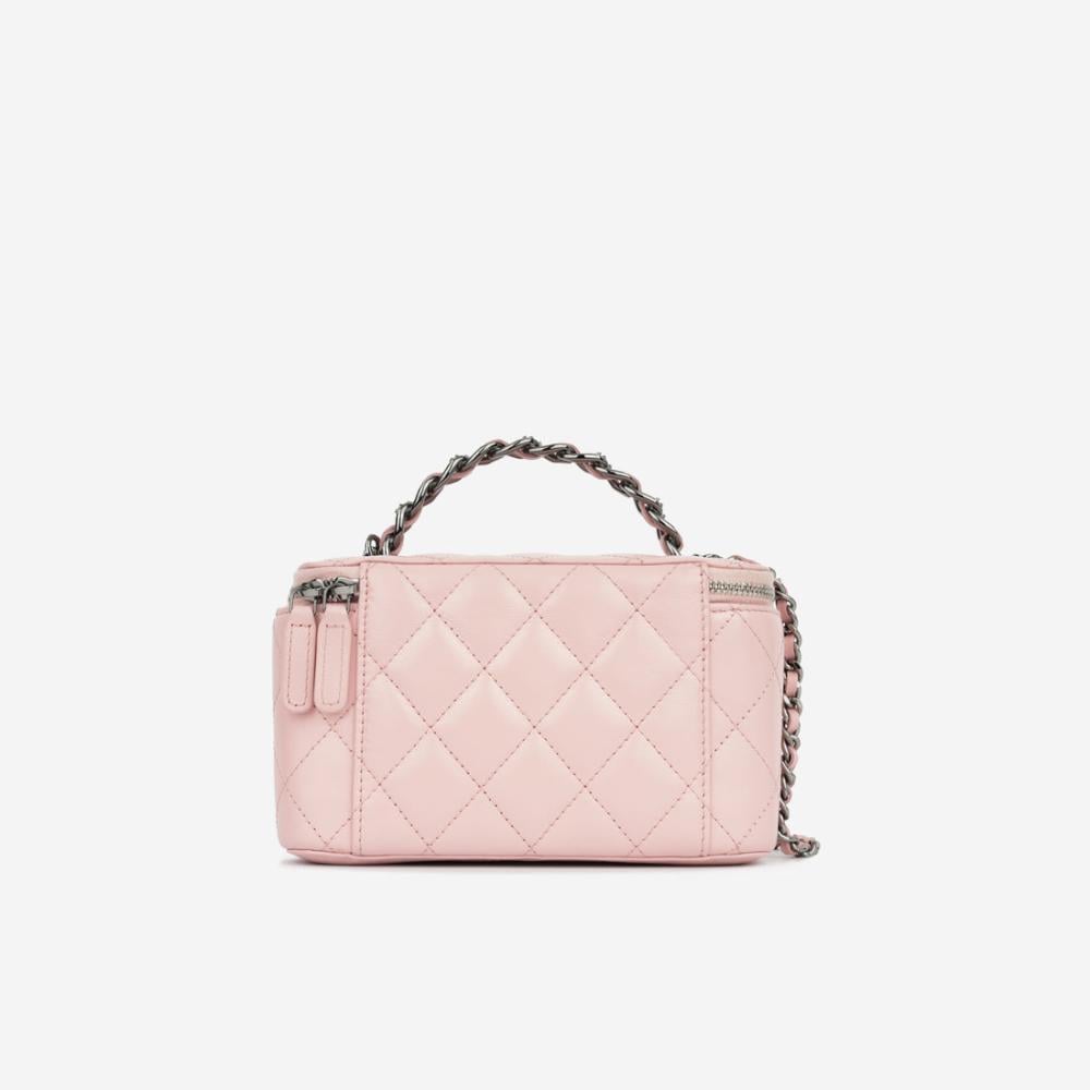 شنطة شانيل جودة عالية معدن فضي| وردي