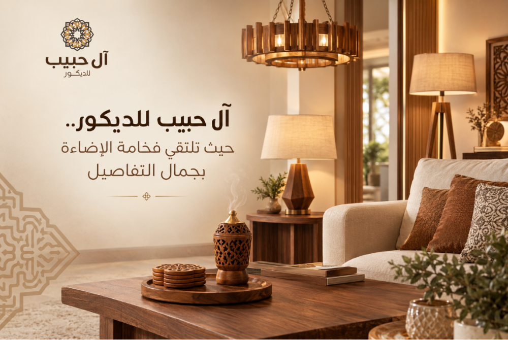 ثريات خشبية وأباجورات ولمبادير | ديكورات مميزة من آل حبيب