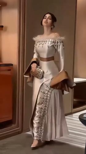 فستان سهره ميكادو المزين بالتطريز اليدوي