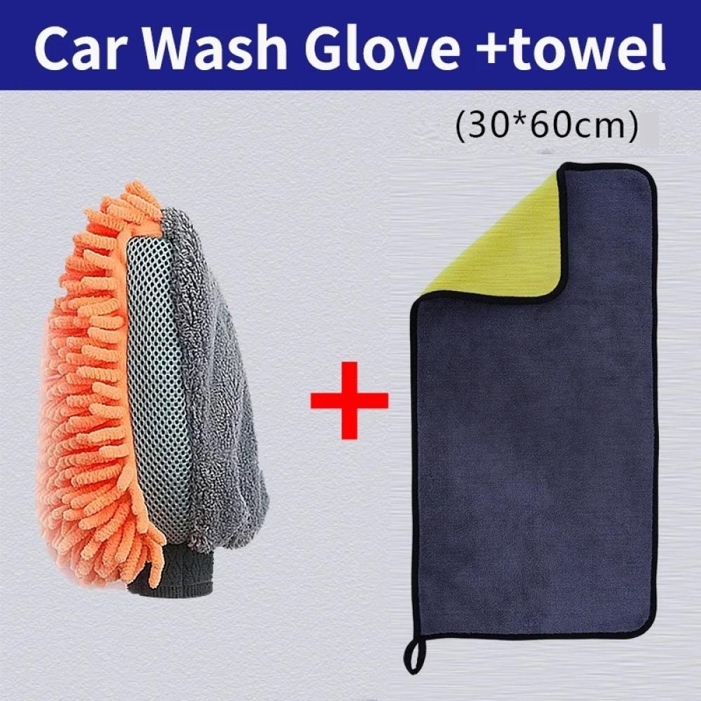 Car brush glove & 30x60 towel