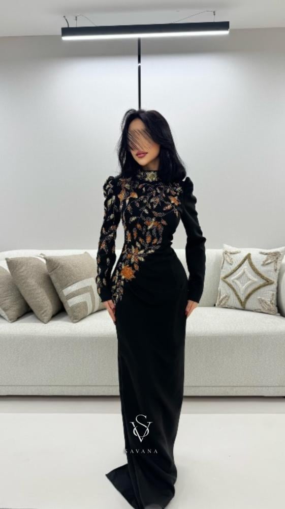 فستان اسود سهرة فصوص