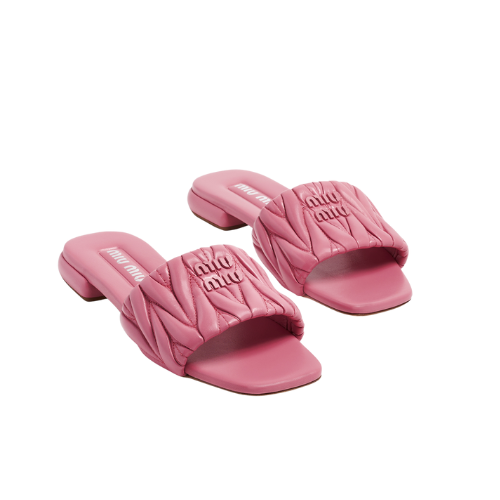 Miu Miu - Matelassé Leather Slide Sandals