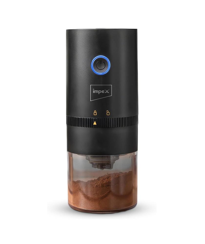 مطحنة امبكس 25 جرام 1500 ملي امبير قابلة للشحن لون اسود Impex Coffee Grinder CGR3001