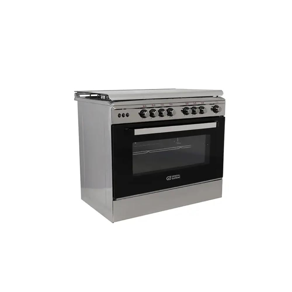جنرال سوبريم فرن غاز 90*60 5 عيون امان كامل استيل General Supreme GS9650FS