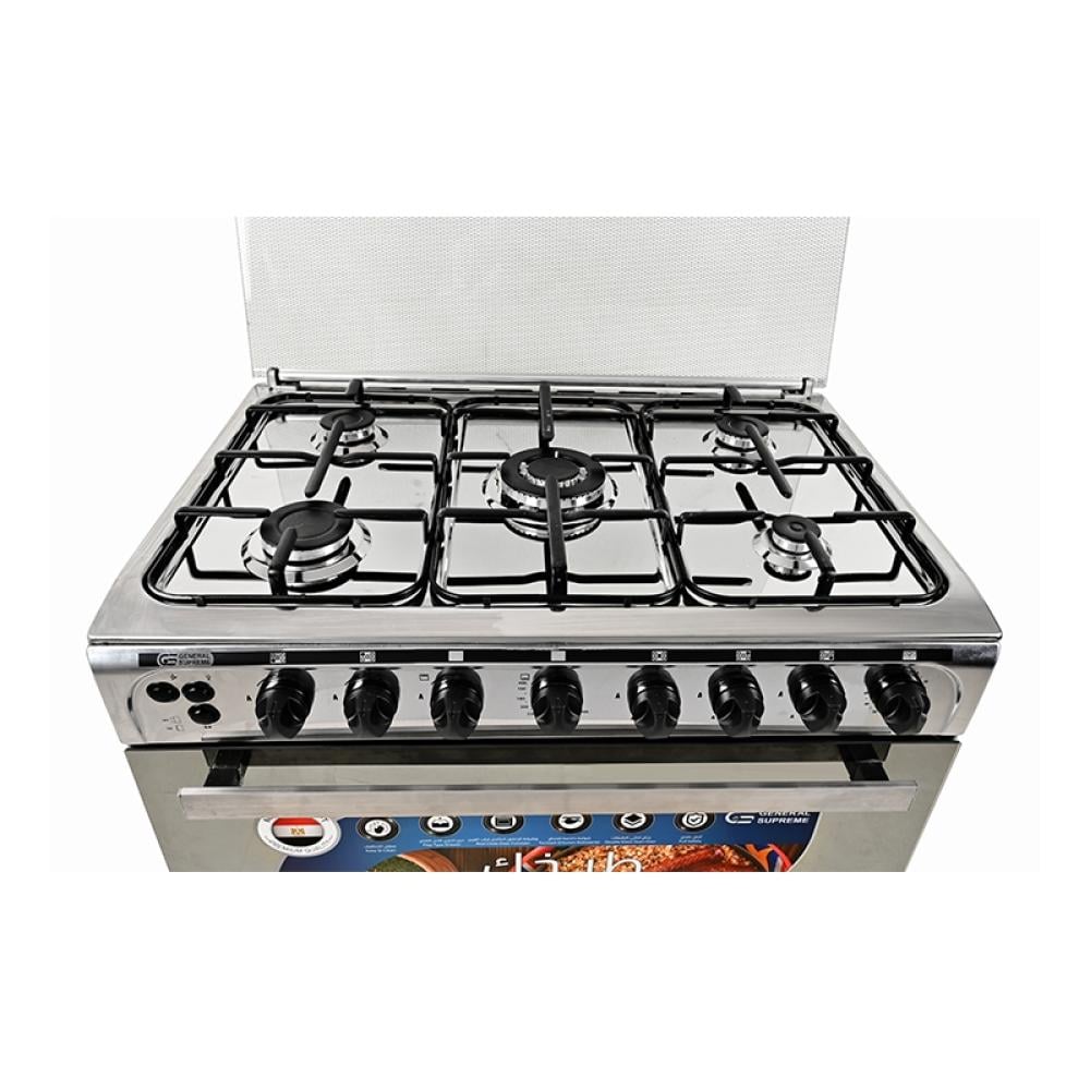 جنرال سوبريم غاز 60*90 استيل 5 عيون امان كامل General Supreme GS9060FNGS