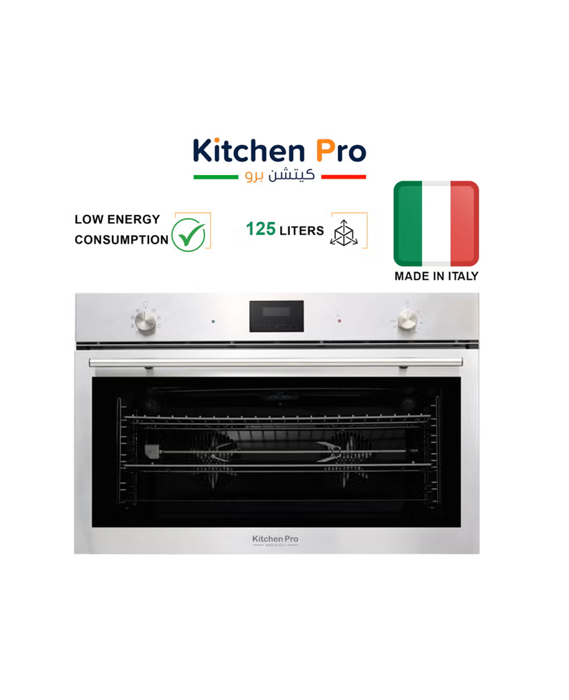 كيتشن برو فرن كهرباء بلت ان 90 سم 9 وظائف 2 مروحة توزيع ديجتال ايطالي - Kitchen Pro KP909/EL