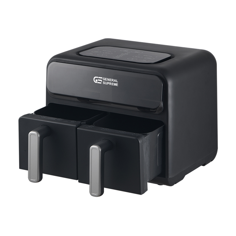 قلاية هوائية جنرال سوبريم مزدوجة 8 لتر 2400 واط لون اسود General Supreme Air Fryer GSAF8BM