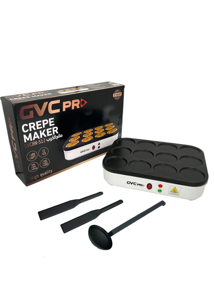 صانعه كريب جي في سي برو 12 عين 1600 واط GVC Pro Crepe Maker GVCBN-512