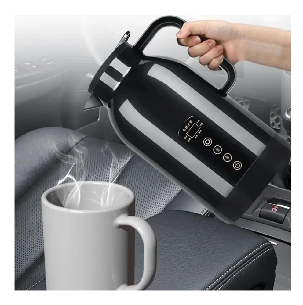 غلاية سيارة كهربائية دي ال سي 100 واط 1300 مل لون اسود ديجيتال DLC Car Electric Kettle DLC-2254
