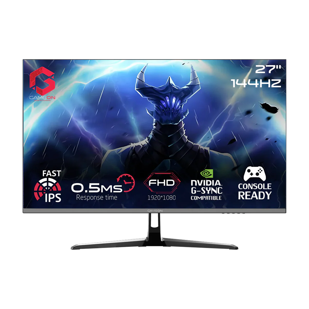 شاشة العاب احترافية جيم اون 27 بوصة 144 هيرتز 2.1 HDMI معدل تحديث 0.5MS لون اسود Gameon FHD1080P GOES27FHD144IPS