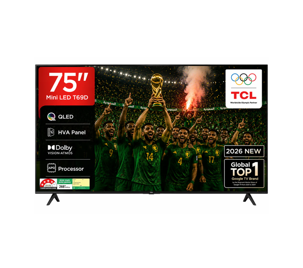 شاشة تي سي ال 85 بوصة 4K QLED مع Google TV موديل 85T69D