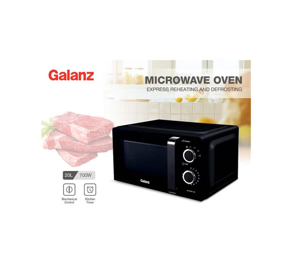 ميكروويف جالنز 20 لتر تحكم يدوي 700 واط، أسود P70T20L-V2