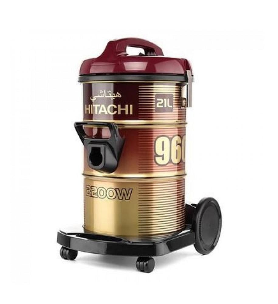 مكنسة هيتاشي برميل 2200 واط 21 لتر احمر / ذهبي Hitachi Vaccum Cleaner CV-960FWR