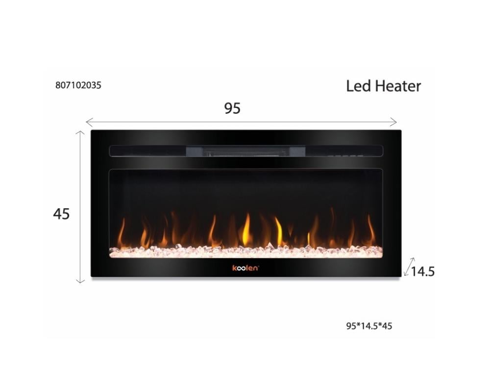 دفاية كولين كهربائية مع تأثير لهب وميزة سبيكر/بلوتوث 95 سم 2000 واط Koolen Electric Heater 807102035