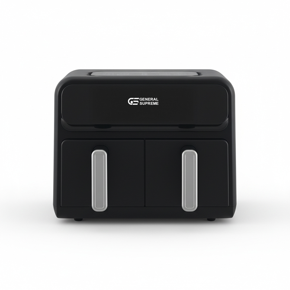 قلاية هوائية جنرال سوبريم مزدوجة 8 لتر 2400 واط لون اسود General Supreme Air Fryer GSAF8BM