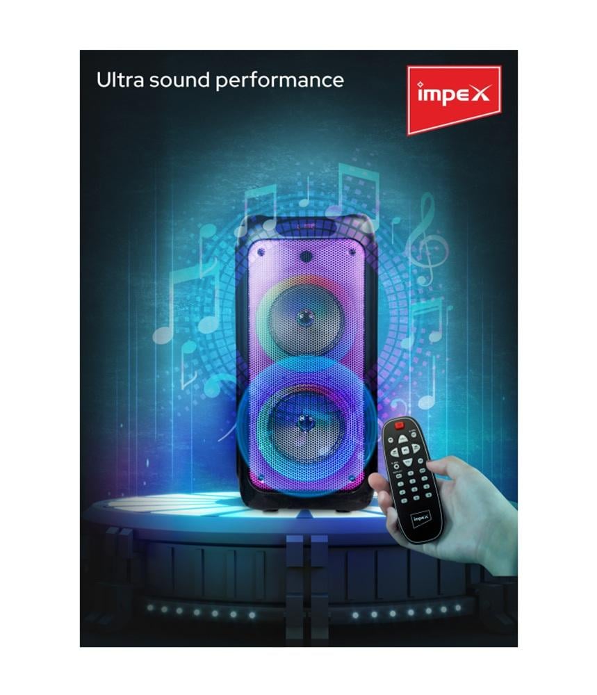 مكبر صوت امبكس 16 بوصة بلوتوث 4000 واط قابل للشحن مع ريموت ومايكروفون Impex Portable Bluetooth Speaker TS1104