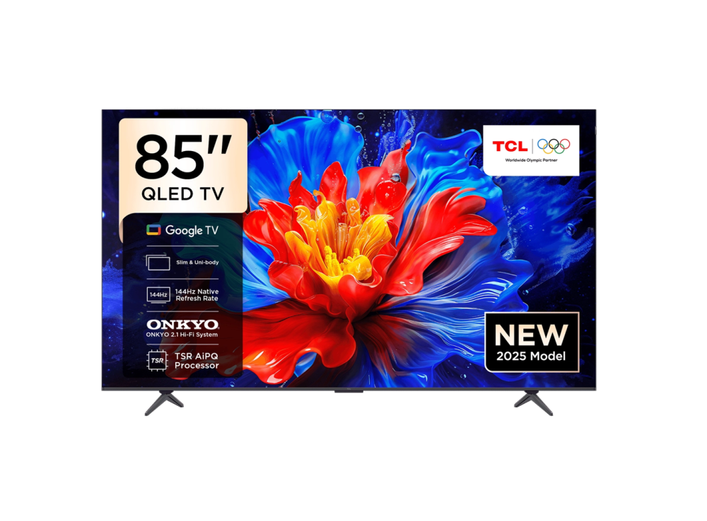 شاشة تي سي ال سمارت QLED مقاس 85 بوصة دقة 4K UHD نظام تشغيل Google معدل تحديث 144 هيرتز دولبي فيجن HDR 10+  أسود - 85P8K