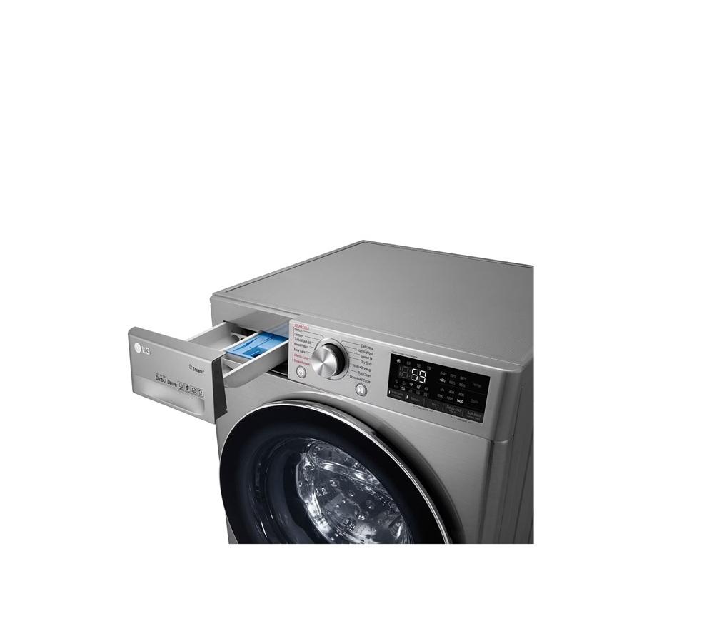 ال جي غسالة امامية 10.5 كيلو غسيل 7 كيلو تجفيف استيل LG WSV1107XMT