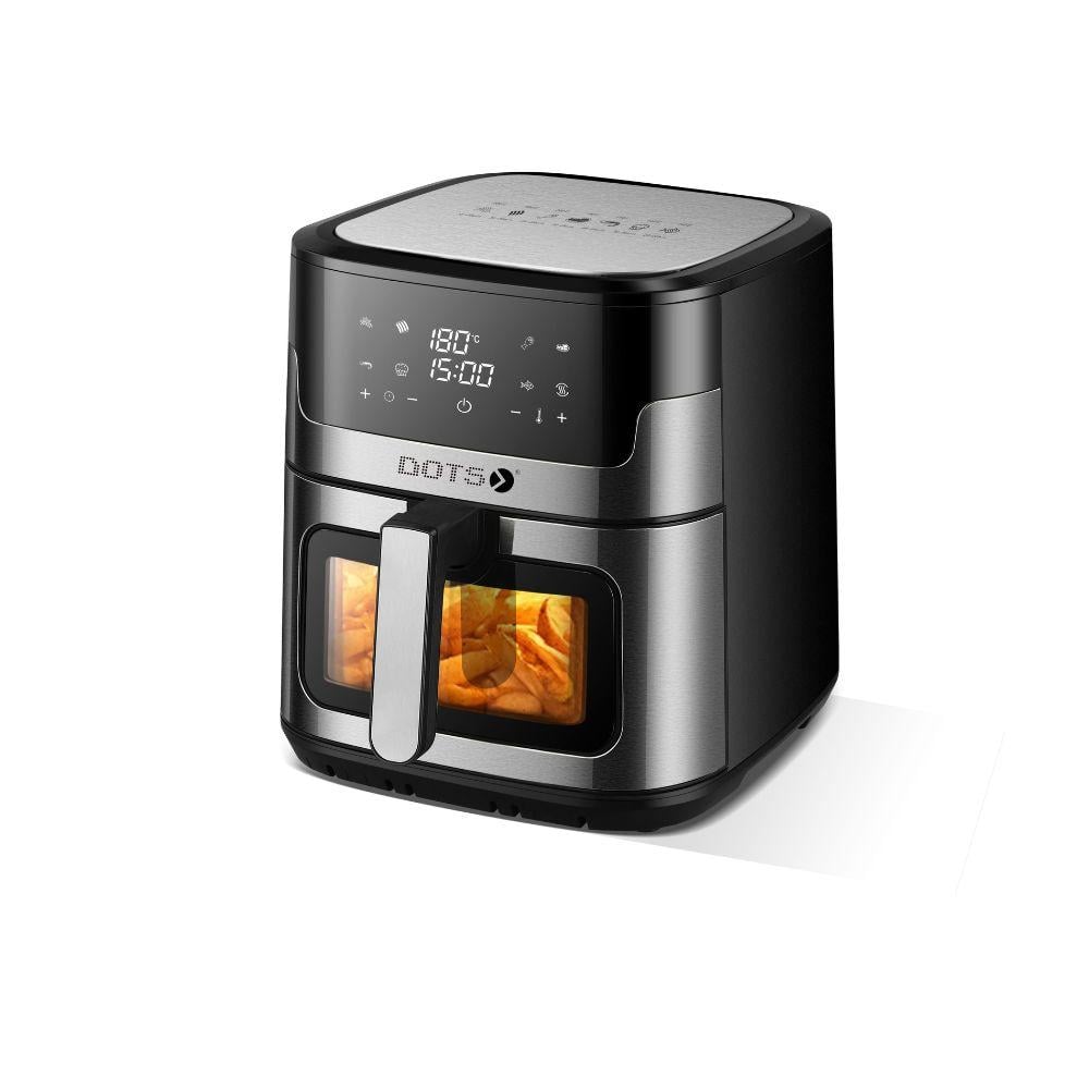 قلاية هوائية دوتس 8.0 لتر 1800 واط مع نافذة عرض مفتوحة لون اسود / فضي Dots Air Fryer CFA1024D8