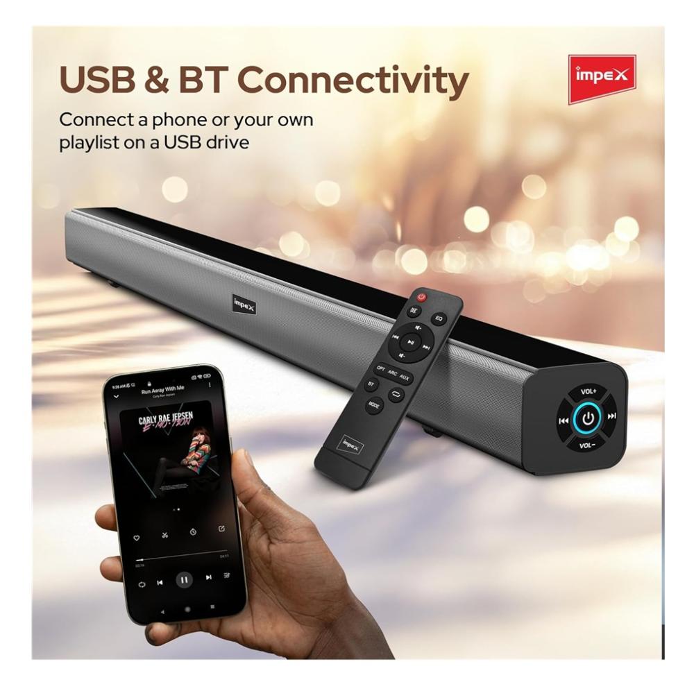 ساوند بار امبكس 2.0 بقدرة 30 واط لون اسود Impex Sound Bar SB1401