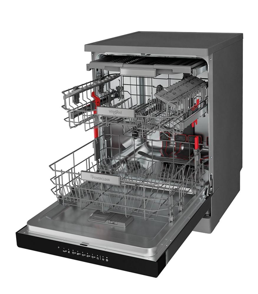 غسالة صحون ويرلبول 14 مكان 10 برامج انفرتر لون سلفر فتح تلقائي صناعة بولندي Whirlpool Dishwasher WFO3T133PLX