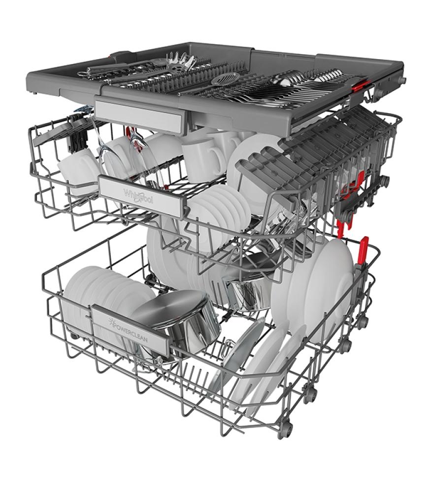 غسالة صحون ويرلبول 14 مكان 10 برامج انفرتر لون سلفر فتح تلقائي صناعة بولندي Whirlpool Dishwasher WFO3T133PLX