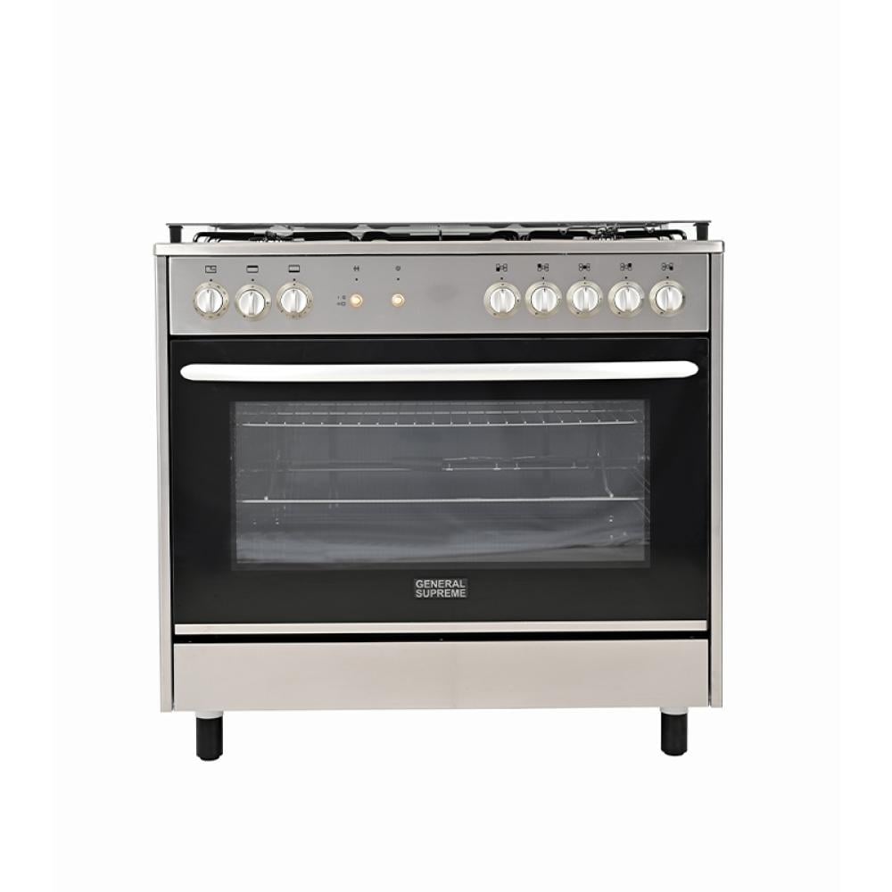 موقد طبخ غاز جنرال سوبريم , مقاس 90*60 سم, 5 شعلات غاز ,شواية , امان كامل ، ستيل ، ايطالي GS-96X