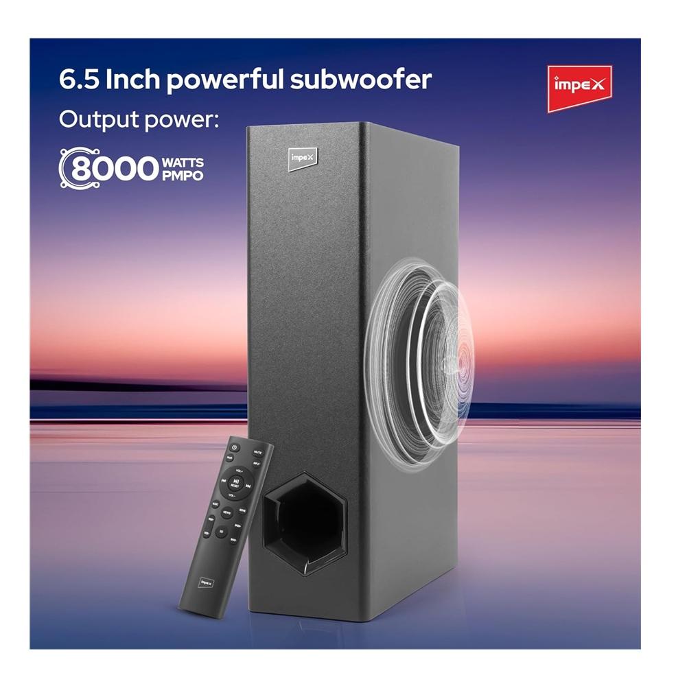 ساوند بار امبكس مع مضخم 2.1 بقدرة 80 واط لون اسود Impex Sound Bar with Subwoofer SB6000