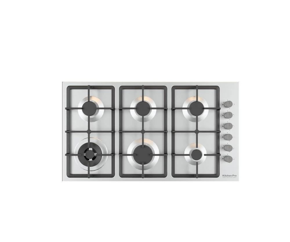 كيتشن برو سطح 6 عين غاز 90 سم استيل شبك ثقيل استيل ايطالي - Kitchen Pro KP9024/GA