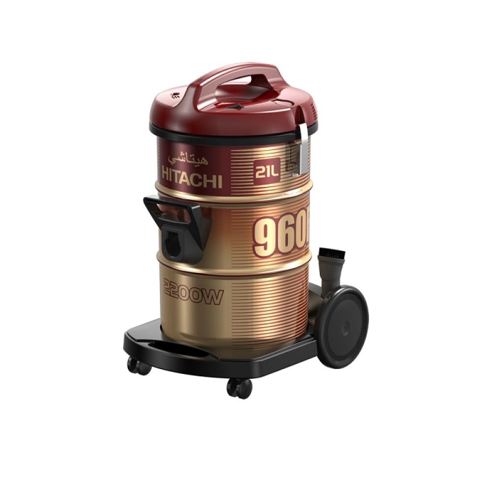 مكنسة هيتاشي برميل 2200 واط 21 لتر احمر / ذهبي Hitachi Vaccum Cleaner CV-960FWR