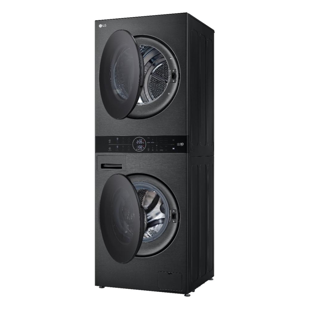 ال جي غسالة ونشافة دورين غسيل 13 كيلو تنشيف 10 كيلو فضي بلاتيني أسود LG WashTower WK1310BST Black Steel