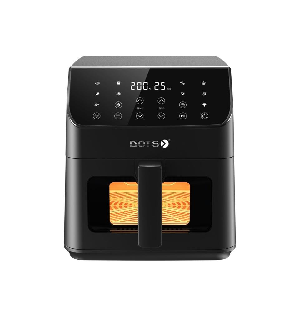قلاية هوائية دوتس 6.5 لتر 1800 واط مع نافذة عرض مفتوحة لون اسود Dots Air Fryer CFA1018D6