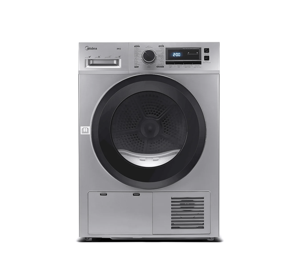 نشافة ملابس ميديا تعبئة امامية 8 كج تجفيف بالتكثيف لون سلفر Midea Dryer Front Load 8 Kg MDG80CS