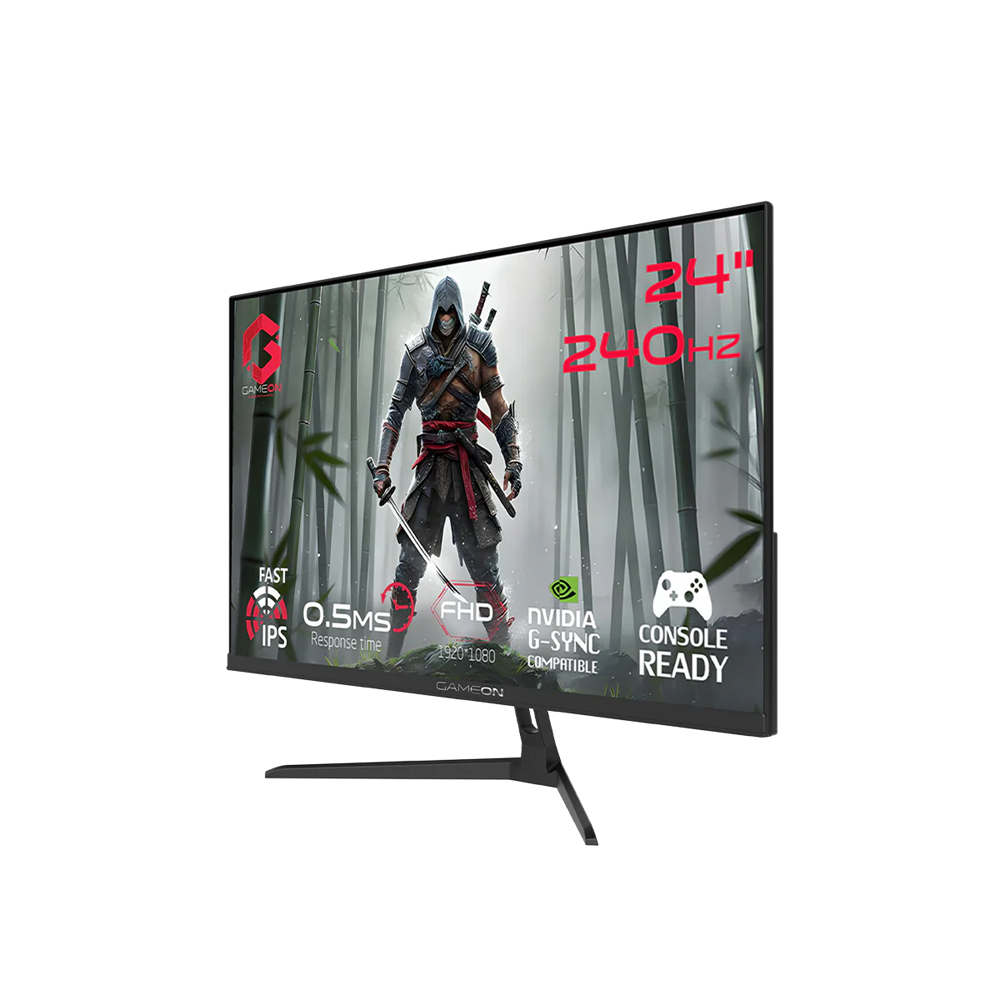 شاشة العاب احترافية جيم اون 24 بوصة 240 هيرتز 2.1 HDMI معدل تحديث 0.5MS لون اسود Gameon FHD1080P GOESP24240IPS