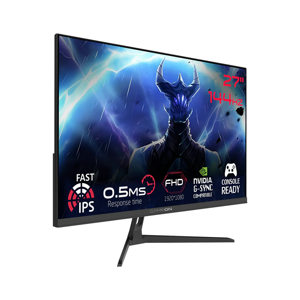 شاشة العاب احترافية جيم اون 27 بوصة 144 هيرتز 2.1 HDMI معدل تحديث 0.5MS لون اسود Gameon FHD1080P GOES27FHD144IPS